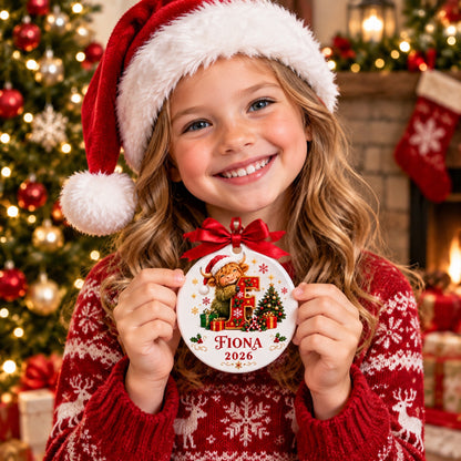 🐮 Personalized Highland Cow Initial Ornament