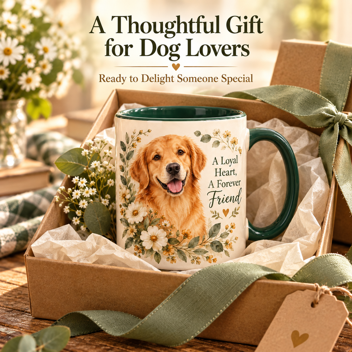 Dog Lover Floral Ceramic Mug – A Loyal Heart, A Forever Friend