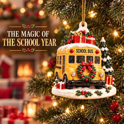 Teacher Appreciation Christmas Ornament – Rustic School-Themed Tree Decor
