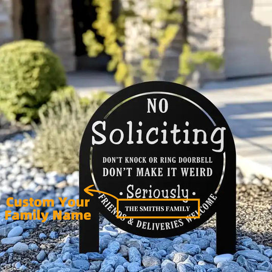 Personalized "No Soliciting" Yard Sign – Custom Family Name, Bold Statement