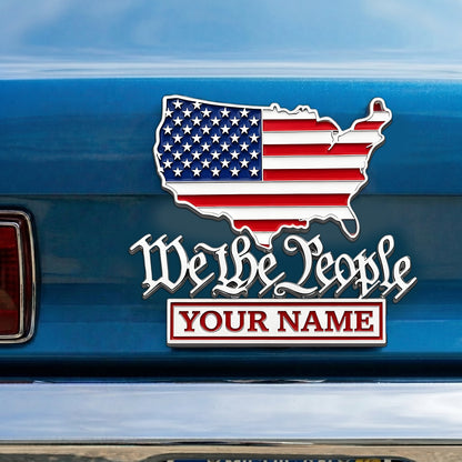 Personalize 250th Anniversary "We The People" USA Map Metal Car Emblem
