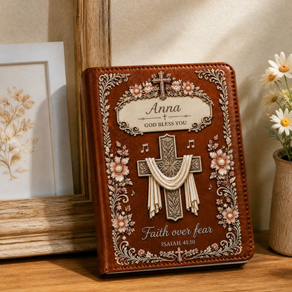 Personalized Faith Over Fear Journal – Custom Name Scripture Notebook