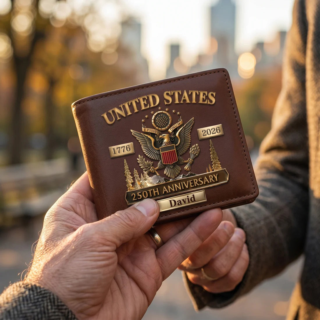 Personalized U.S. Army 250th Anniversary Leather RFID BLOCKING Wallet（copy）