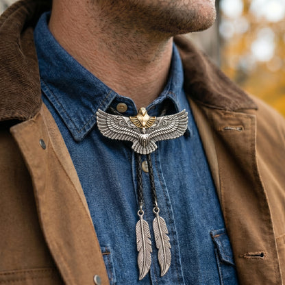 🦅Feather Fringe Eagle Bolo Tie – A Tribute to 250 Years of American Spirit
