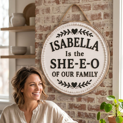 👑 Personalized Family Leadership Wooden Sign -- Gift For Her Garden Signs、Personalized Gifts for Mothers Day Gifts、SHE-E-O  Wall Art