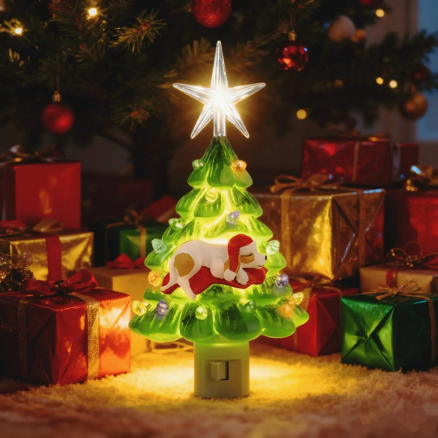 🎄Sleeping Dog Christmas Tree Night Light