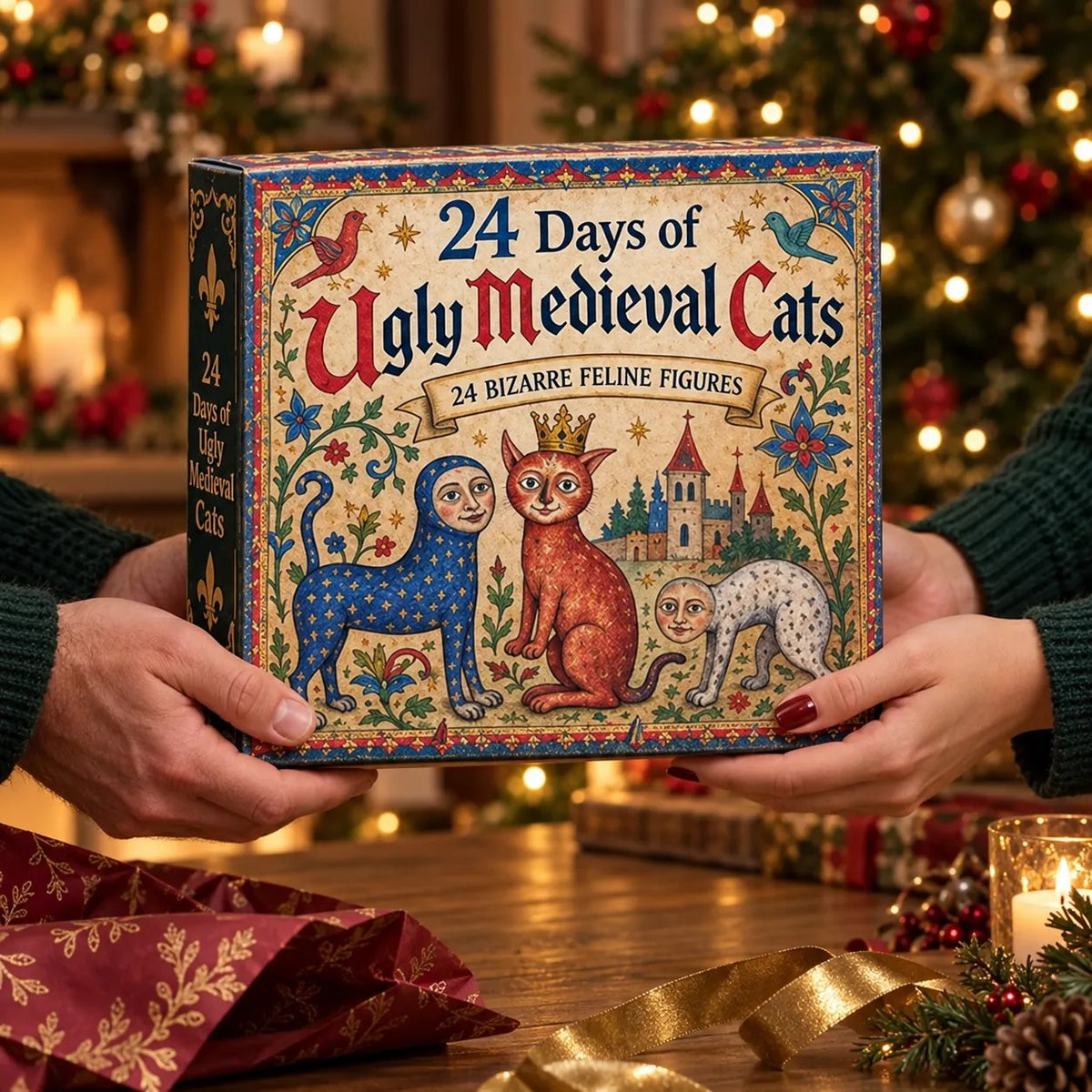 🐱 24 Days of Ugly Medieval Cats Advent Calendar – Bizarre Feline Blind Box Figures