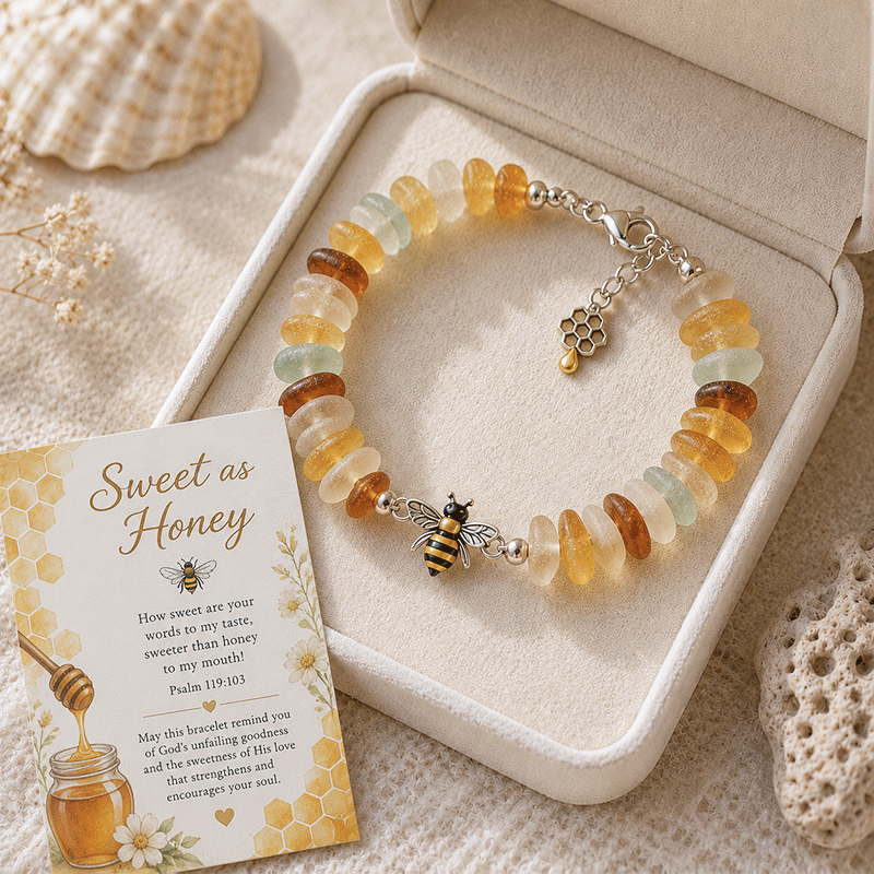🌊🐢 Sea Glass Blessing Bracelet
