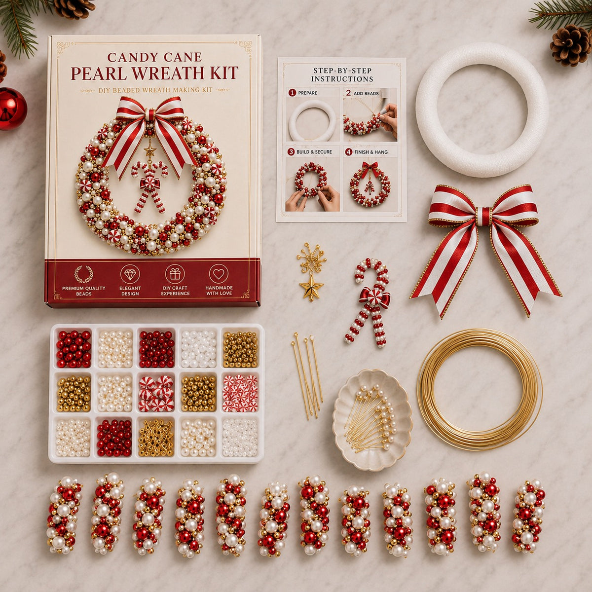 DIY Pearl Wreath Making Kit – Handmade Beaded Holiday Decor