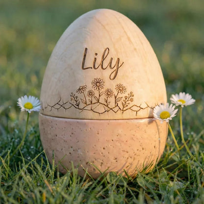 Personalized Engraved Wooden Easter Egg with Custom Name, Fillable Bunny/Flower/Tree/Star Keepsake, Reusable Easter Basket Decor & Gift for Kids