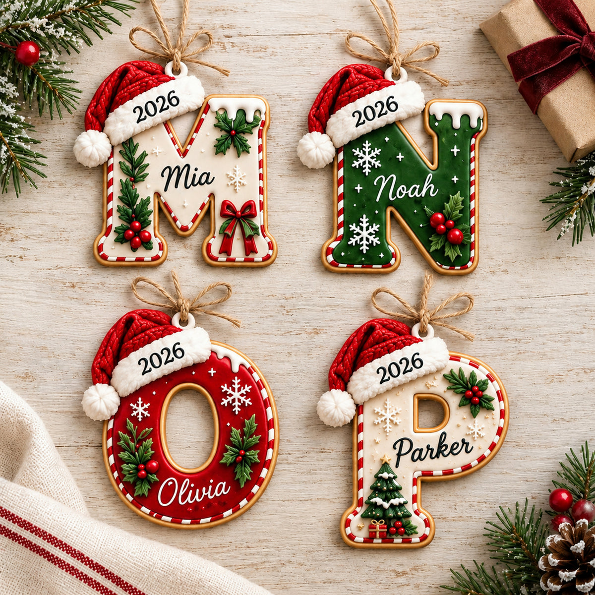 🎄 Personalized Initial Christmas Ornament – Custom Name Keepsake (A-Z) | 2026 Edition ✨🎅