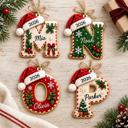 🎄 Personalized Initial Christmas Ornament – Custom Name Keepsake (A-Z) | 2026 Edition ✨🎅