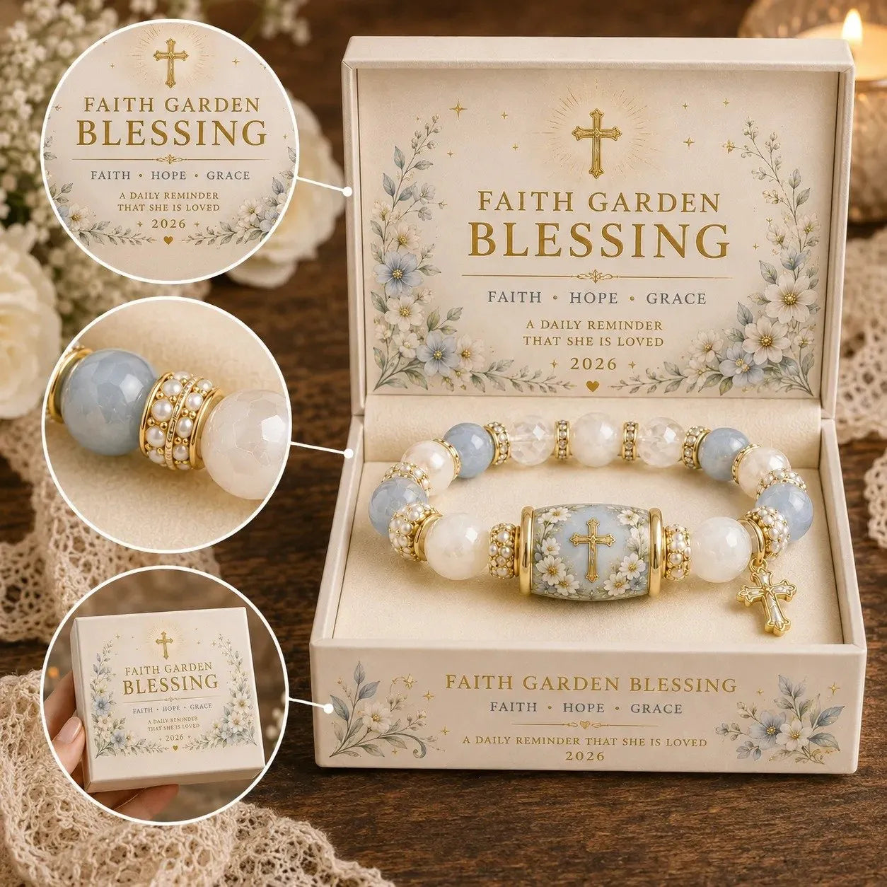 🙏Handmade Blessings Bracelet with Exquisite Gift Box✨Faith • Hope • Healing • Love
