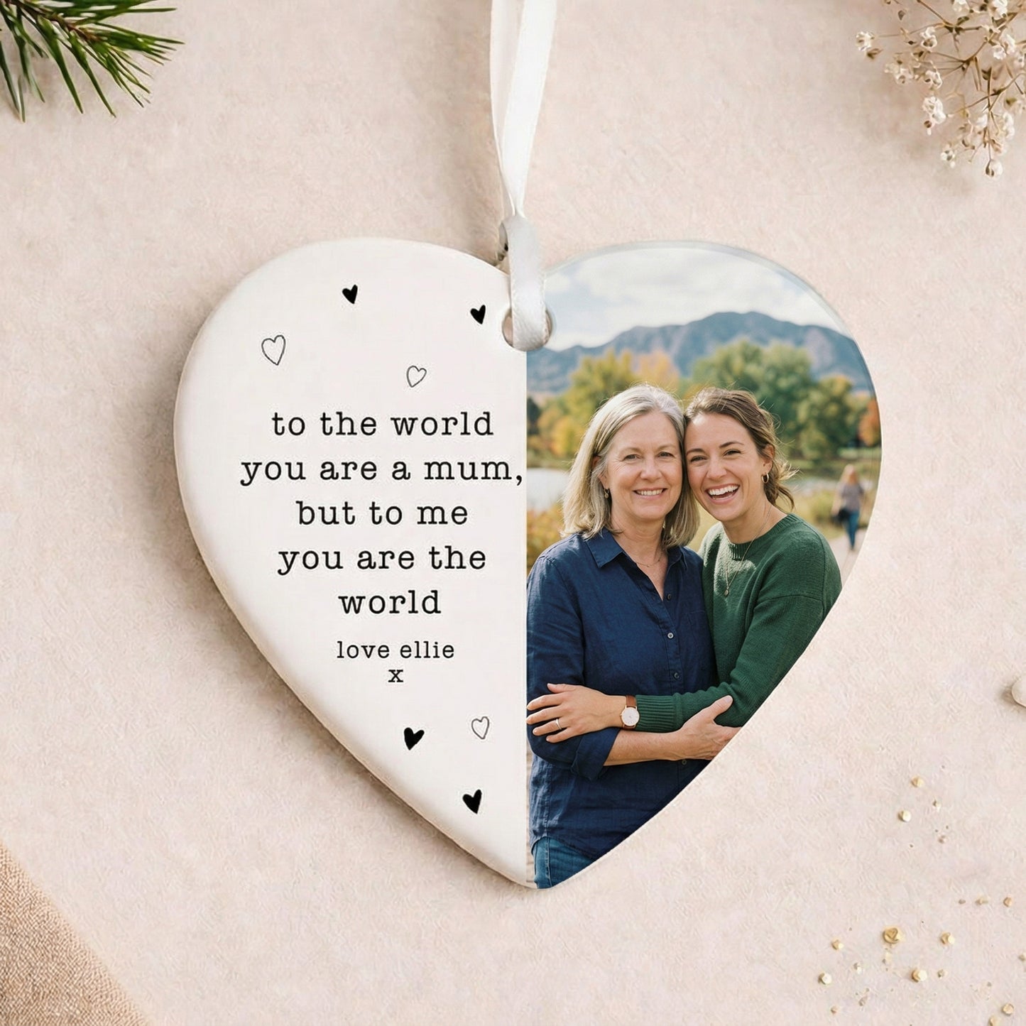 ❤️ Personalised Mum Photo Keepsake – Ceramic Hanging Heart