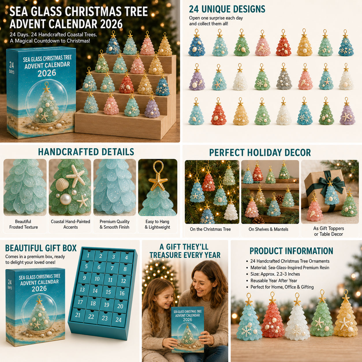 Sea Glass Christmas Tree Ornament Advent Calendar
