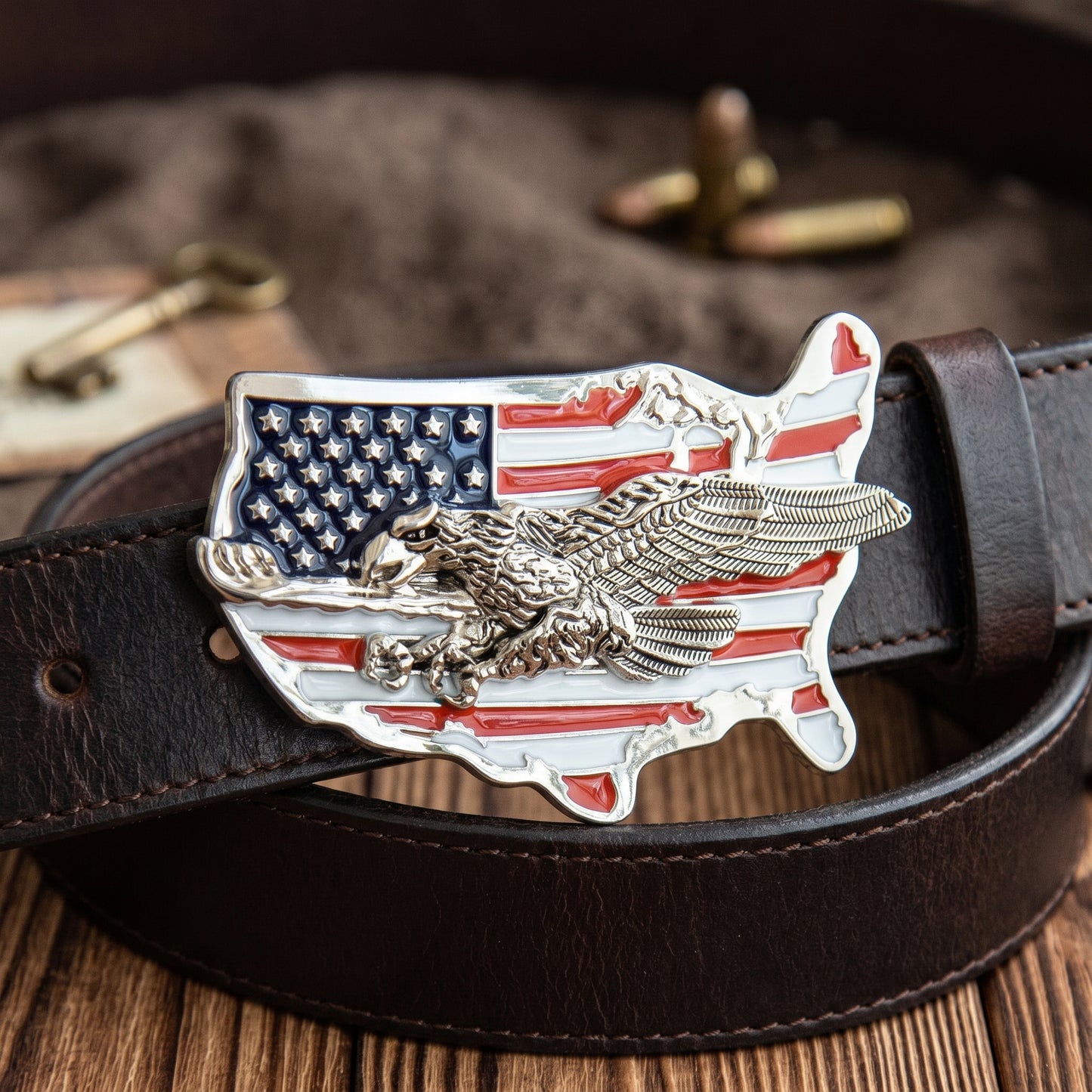 The 250th Anniversary Eagle USA Map Belt Buckle