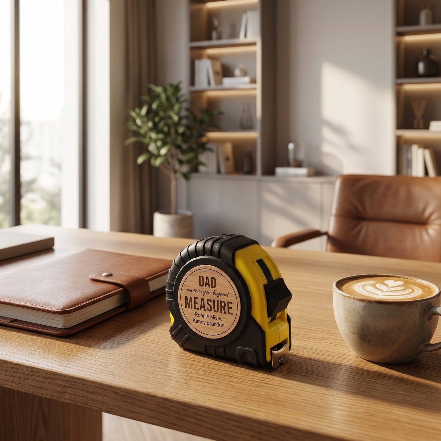 🛠️ Personalized Wooden Tape Measure – “No One Measures Up to You, Dad”