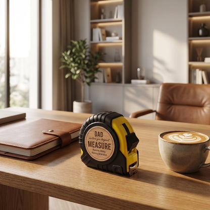 🛠️ Personalized Wooden Tape Measure – “No One Measures Up to You, Dad”