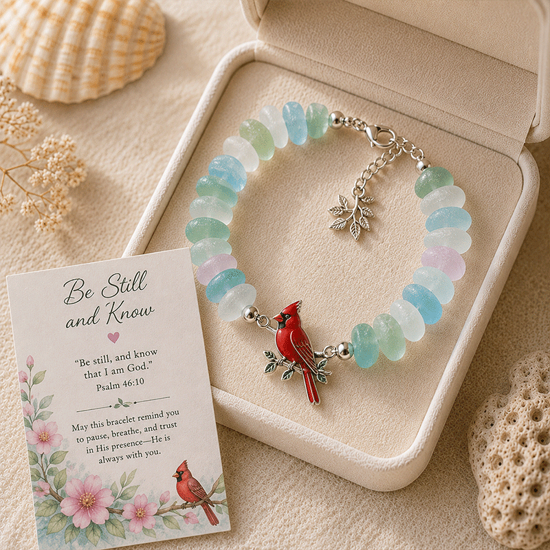 🌊🐢 Sea Glass Blessing Bracelet