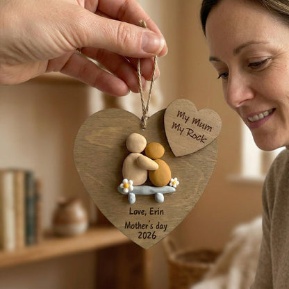 Personalized "My Mum My Rock" Clay Heart Ornament With Gift box – A Handmade Tribute to Mom