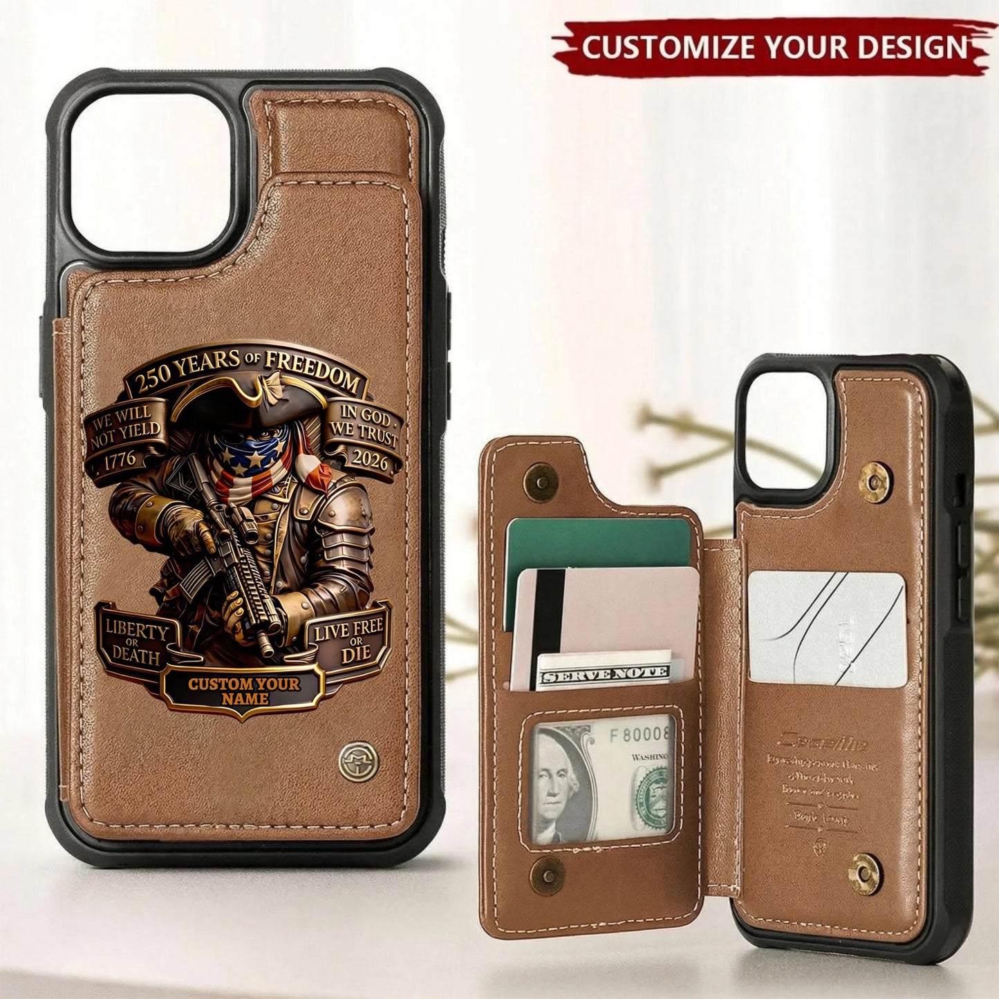 Live Free Tribute 250 Years Wallet Phone Case - Personalized Gift For Patriots