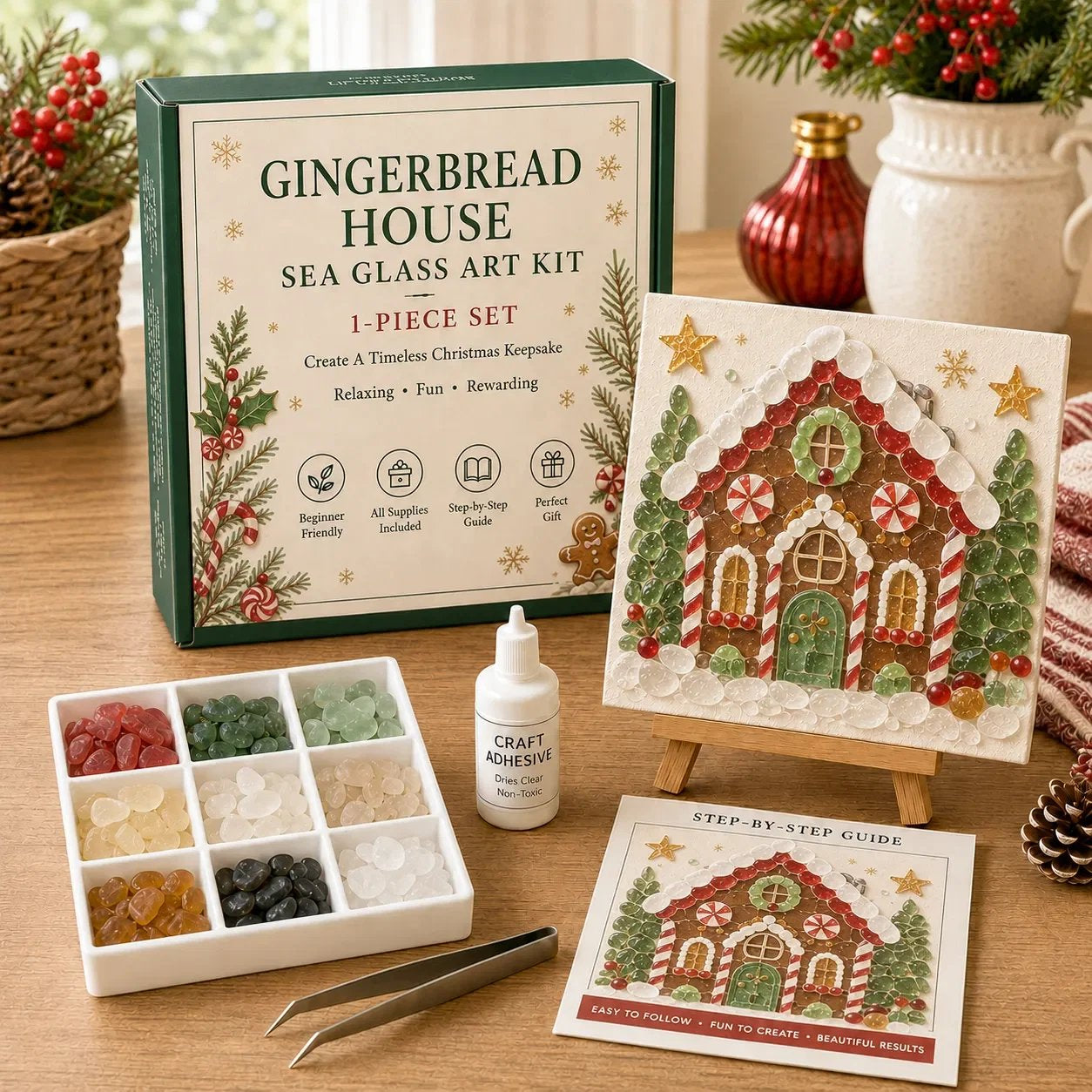 🎄🎄Beginner-Friendly DIY Christmas Sea Glass Art Kit