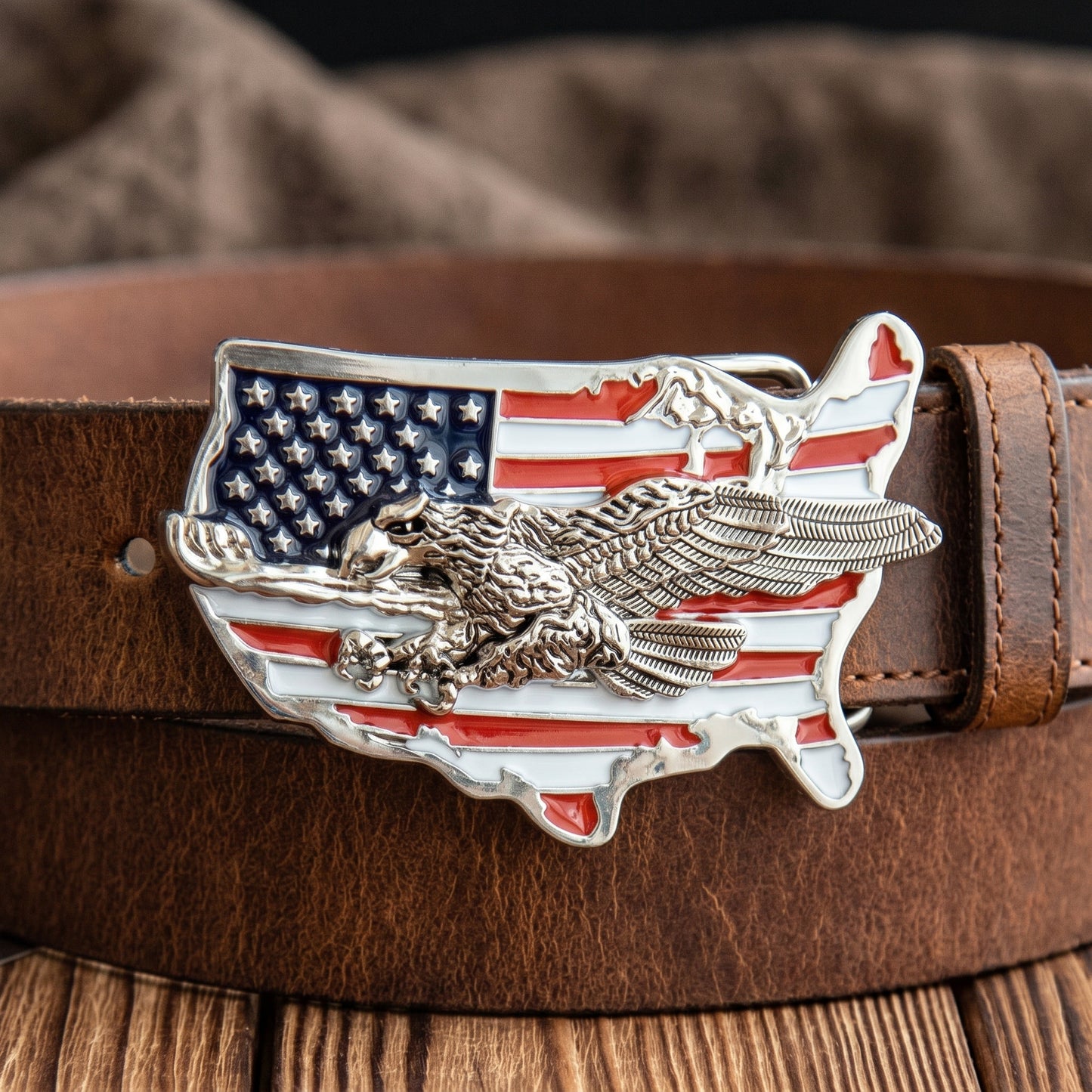 The 250th Anniversary Eagle USA Map Belt Buckle