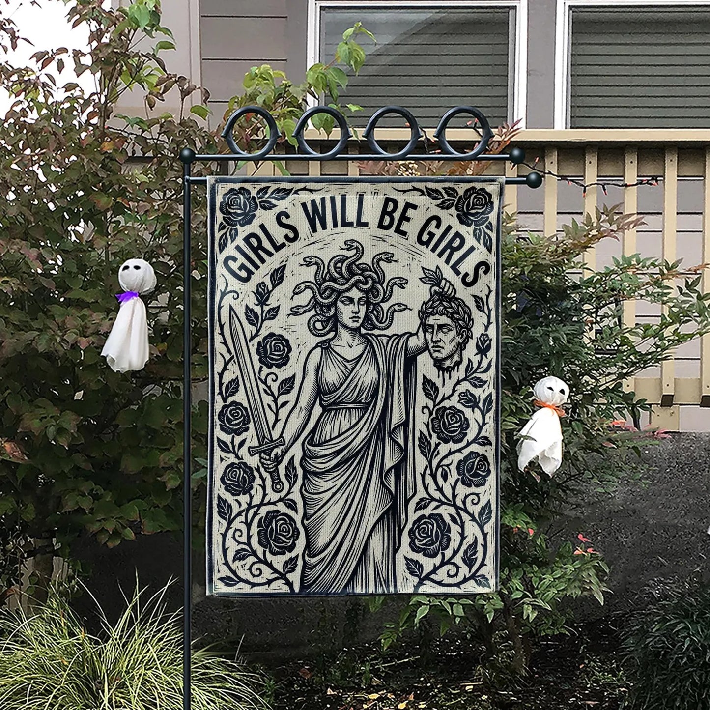Attitude Revealed Garden Flag: "Girls Will Be Girls" Vintage Art Flag