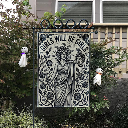 Attitude Revealed Garden Flag: "Girls Will Be Girls" Vintage Art Flag