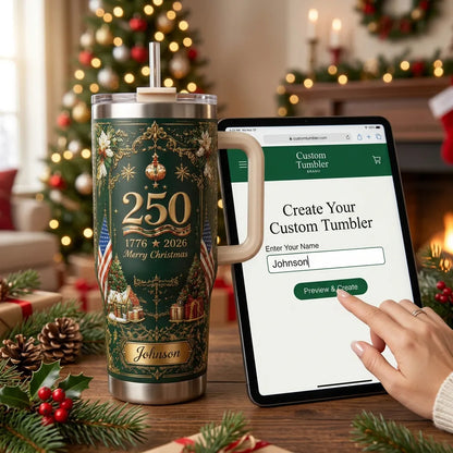 🎄 Personalized Christmas 250th Anniversary Tumbler
