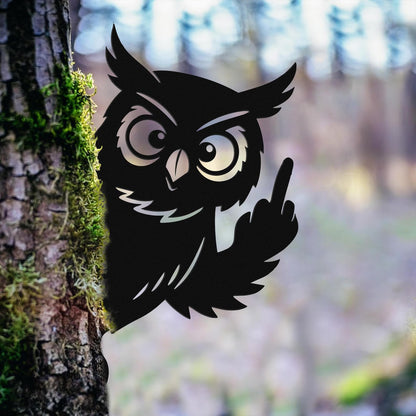 Naughty Animal Middle Finger Metal Sign – Outdoor Tree Yard Art, Novelty Garden Decoration for Home & Lawn Decor