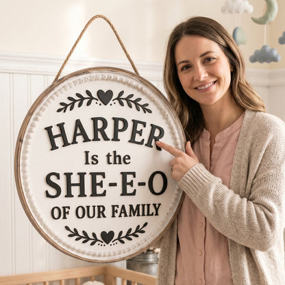 👑 Personalized Family Leadership Wooden Sign -- Gift For Her Garden Signs、Personalized Gifts for Mothers Day Gifts、SHE-E-O  Wall Art
