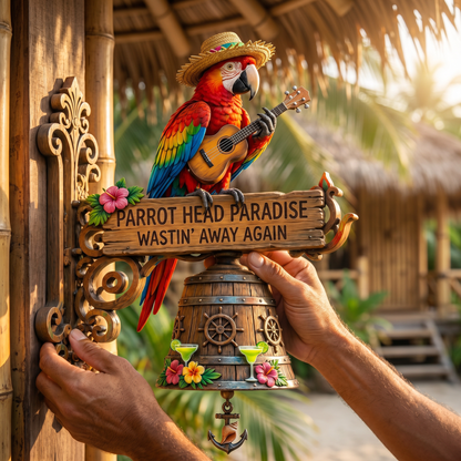 🐠 "Parrot Head Paradise Wastin' Away Again" Tropical Wall Bell