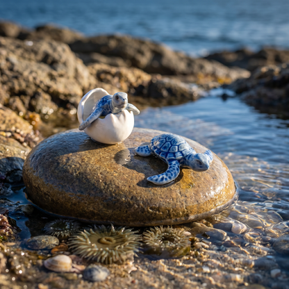 🐢 Newborn Journey: Handcrafted Ceramic Baby Sea Turtle Figurines