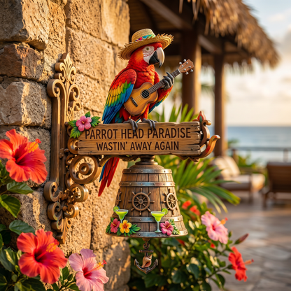 🐠 "Parrot Head Paradise Wastin' Away Again" Tropical Wall Bell