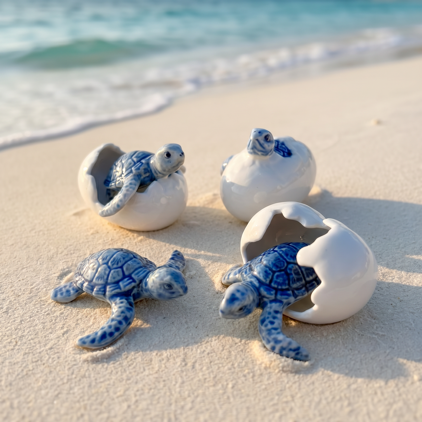 🐢 Newborn Journey: Handcrafted Ceramic Baby Sea Turtle Figurines
