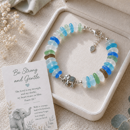 🌊🐢 Sea Glass Blessing Bracelet