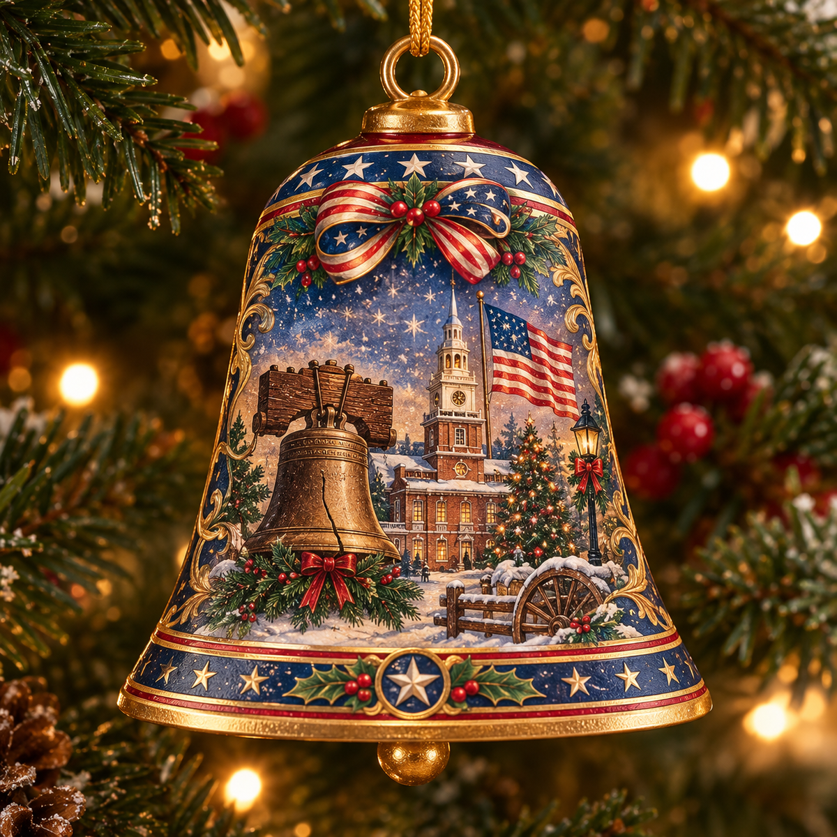 🔔🇺🇸 Freedom Bell Christmas Ornament – A Timeless Tribute to American Heritage