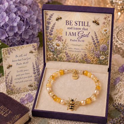 ✝️ Psalm 46:10 Faith Bracelet | Limited Edition 2026 Christian Jewelry with 7 Meaningful Nature Symbols, Gemstone-Style Beads & Scripture Gift Box