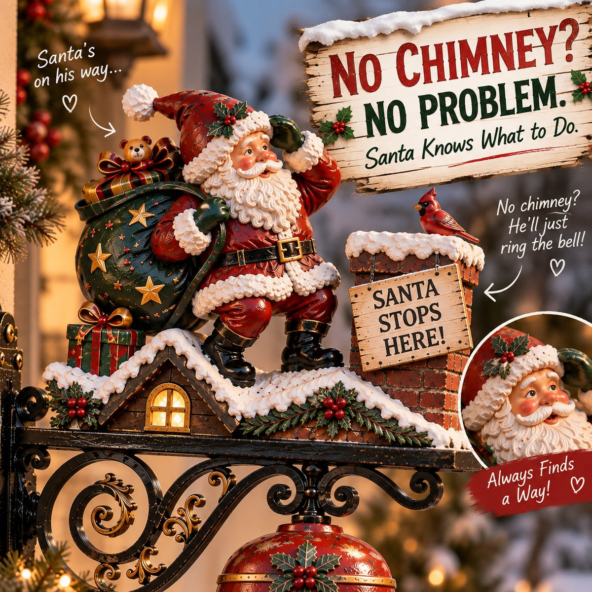 🎅 Santa, Ring the Bell! Christmas Door Bell – Festive Wall-Mount Welcome Decor
