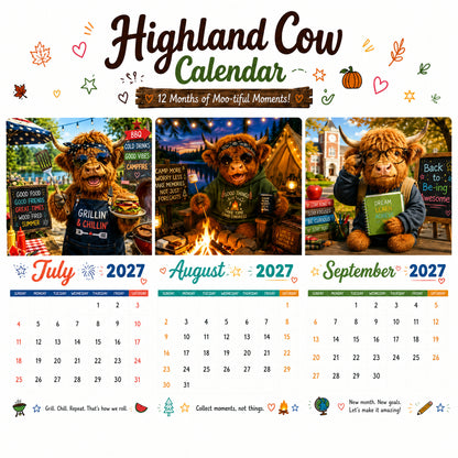 🐮 2027 Highland Cow Calendar – 12 Months of Moo-tiful Moments & Good Vibes