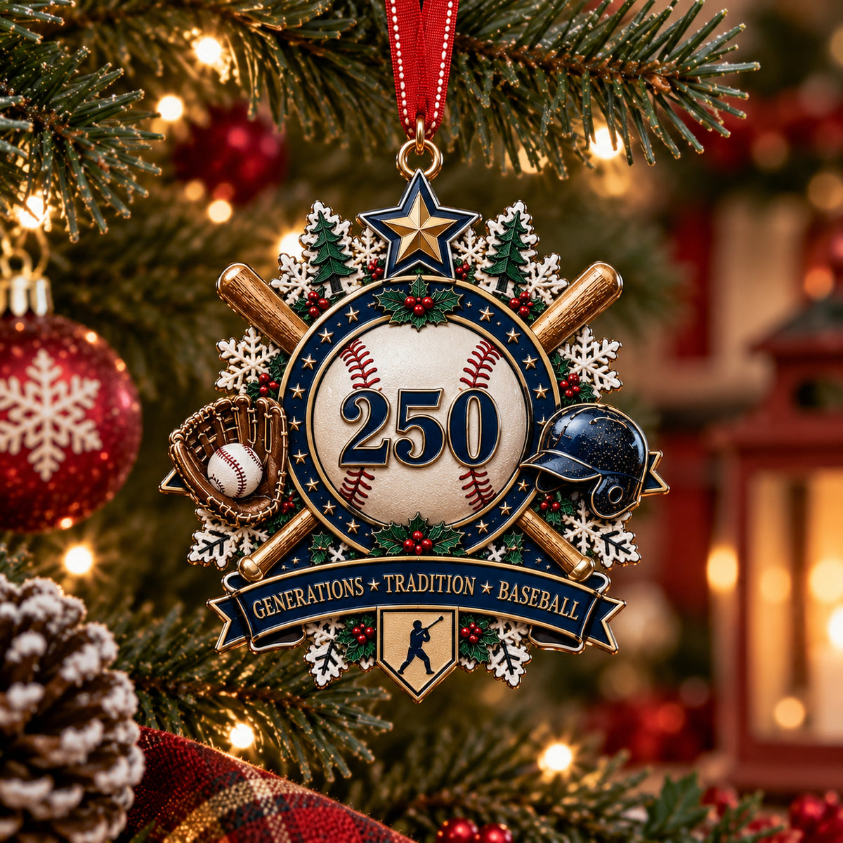 Sports "250" Milestone Christmas Ornament - Festive Holiday Keepsake Gift for Fans & Athletes