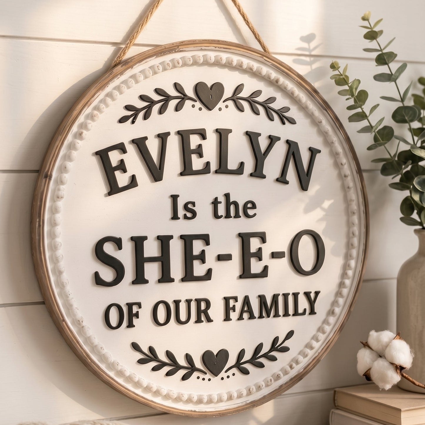 👑 Personalized Family Leadership Wooden Sign -- Gift For Her Garden Signs、Personalized Gifts for Mothers Day Gifts、SHE-E-O  Wall Art
