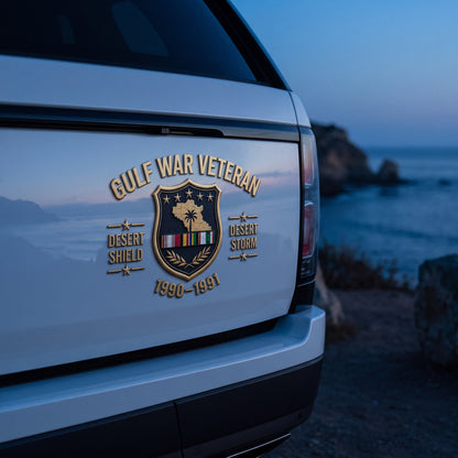 Gulf War Veteran Car Emblem -1990–1991 Desert Shield & Desert Storm Metal Emblem