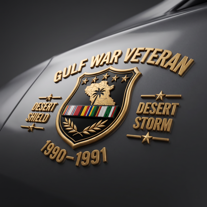 Gulf War Veteran Car Emblem -1990–1991 Desert Shield & Desert Storm Metal Emblem