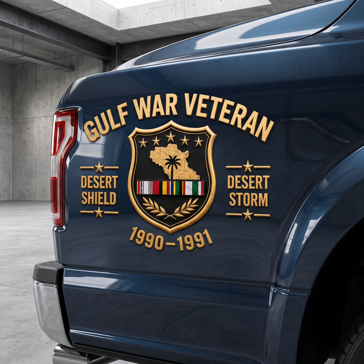 Gulf War Veteran Car Emblem -1990–1991 Desert Shield & Desert Storm Metal Emblem