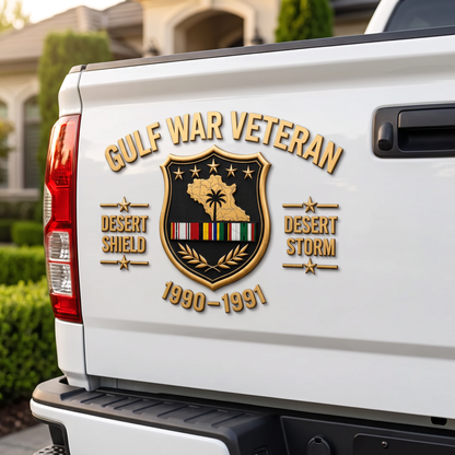 Gulf War Veteran Car Emblem -1990–1991 Desert Shield & Desert Storm Metal Emblem