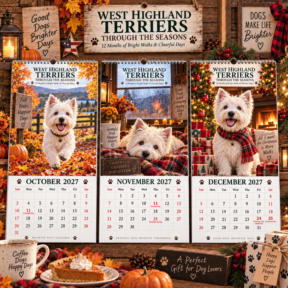 West Highland Terrier 2027 Wall Calendar – “Through the Seasons” Dog Lover’s Keepsake