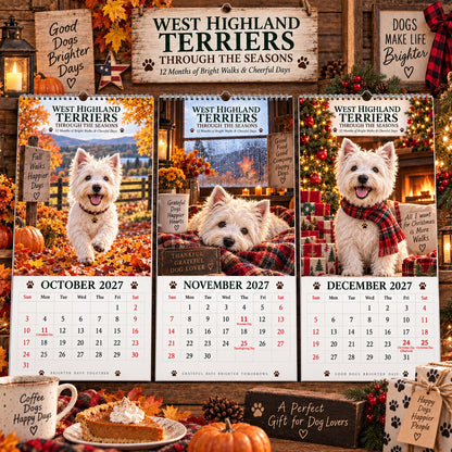 West Highland Terrier 2027 Wall Calendar – “Through the Seasons” Dog Lover’s Keepsake