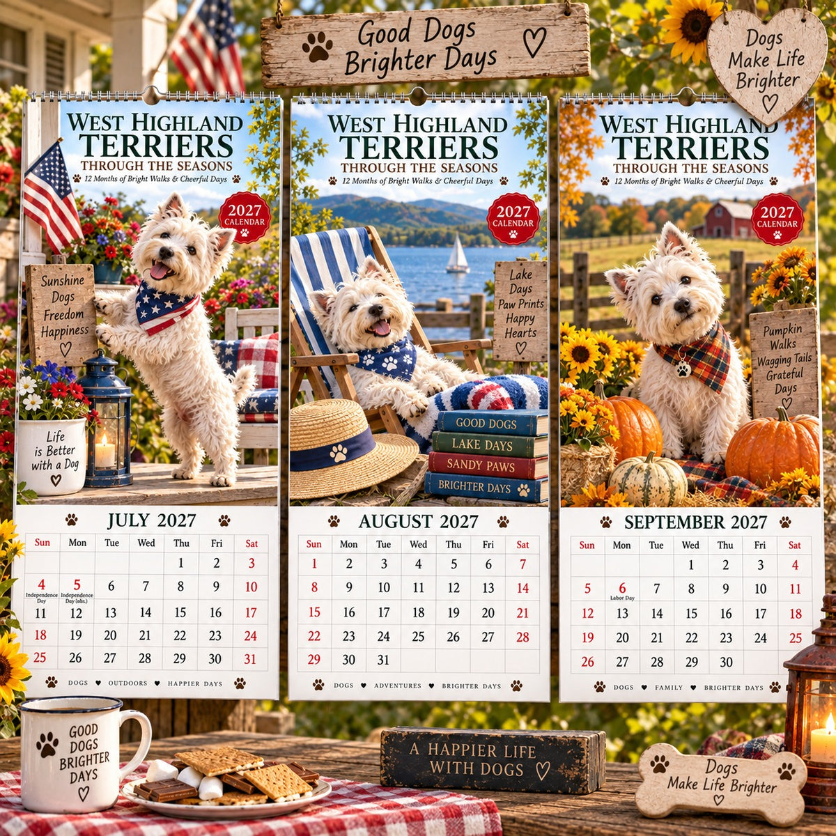 West Highland Terrier 2027 Wall Calendar – “Through the Seasons” Dog Lover’s Keepsake